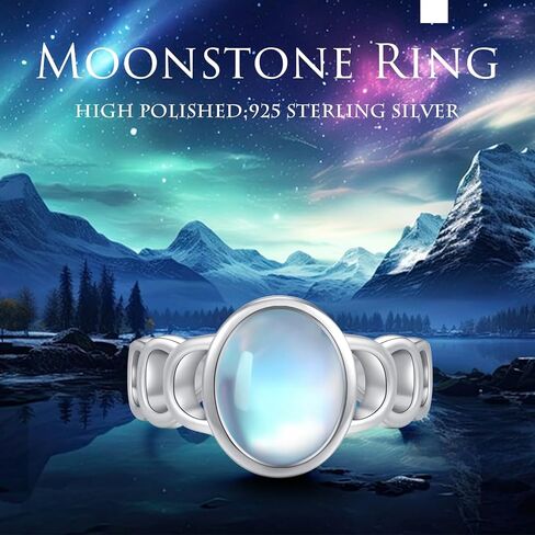 CRWENG Moonstone Ring 925 Sterling Silver Chain Rings Silver Jewelry Birthday Valentines Day Gifts for Women Girls Daughter in Kuwait