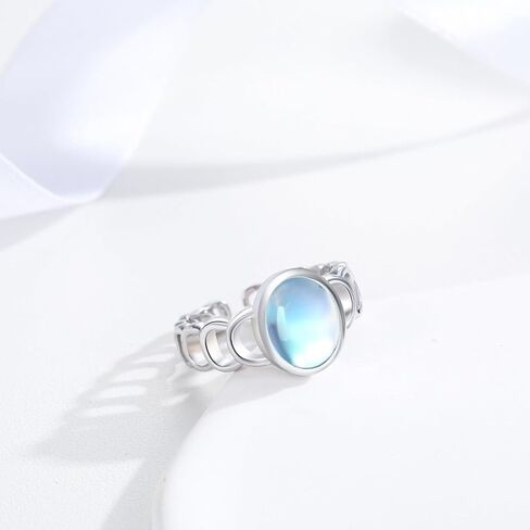 CRWENG Moonstone Ring 925 Sterling Silver Chain Rings Silver Jewelry Birthday Valentines Day Gifts for Women Girls Daughter in Kuwait