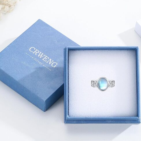 CRWENG Moonstone Ring 925 Sterling Silver Chain Rings Silver Jewelry Birthday Valentines Day Gifts for Women Girls Daughter in Kuwait