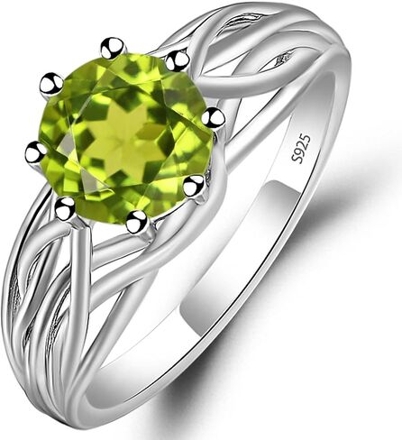 S925 Sterling Silver Round Cut 7 MM Gemstone Ring Unique Statement Ring Crossing Freeform Promise Ring Abstract Ring for Women in Kuwait