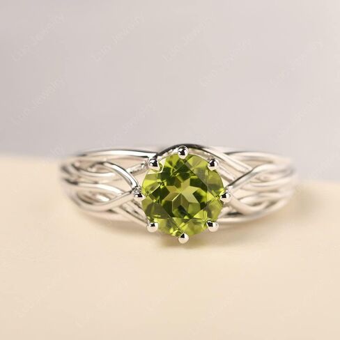S925 Sterling Silver Round Cut 7 MM Gemstone Ring Unique Statement Ring Crossing Freeform Promise Ring Abstract Ring for Women in Kuwait