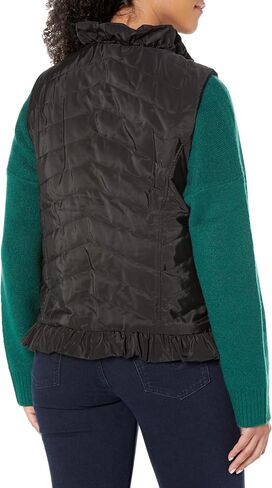 MULTIPLES Girls' Zip Front Ruffle Trim Quilted Vest in Saudi Arabia