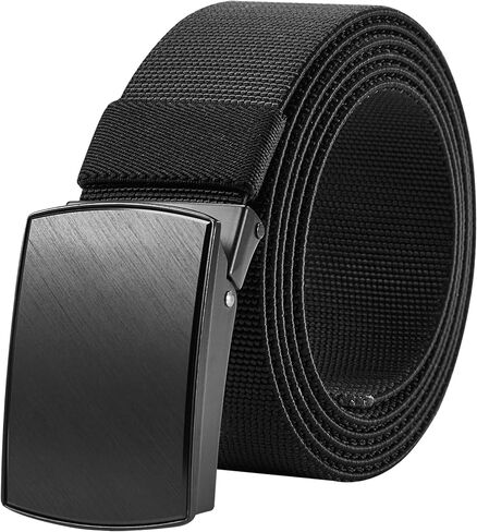 Bluecton Mens Belts Plus Size Stretchy Casual Business Web Belts Black No Holes Cut to Fit in Saudi Arabia