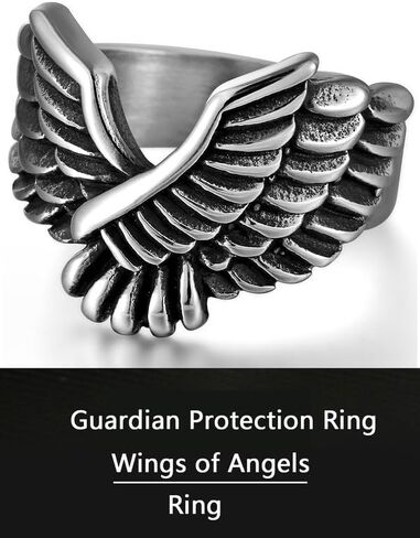 خاتم على شكل أجنحة نسر من الفولاذ المقاوم للصدأ من HstyleUnee للرجال والنساء، خواتم إبهام عصرية، مقاس 07-12، مع صندوق هدايا in Kuwait