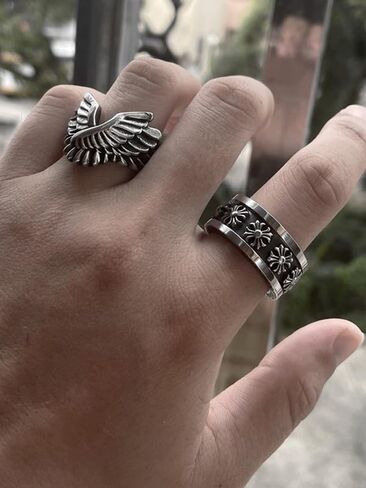 خاتم على شكل أجنحة نسر من الفولاذ المقاوم للصدأ من HstyleUnee للرجال والنساء، خواتم إبهام عصرية، مقاس 07-12، مع صندوق هدايا in Kuwait