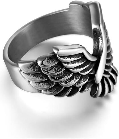 خاتم على شكل أجنحة نسر من الفولاذ المقاوم للصدأ من HstyleUnee للرجال والنساء، خواتم إبهام عصرية، مقاس 07-12، مع صندوق هدايا in Kuwait