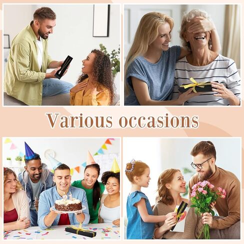 Equsion 72 Pcs Jewelry Necklace Gift Box Set Include Sponge Filled Black Jewelry Cardboard Boxes 8.66 x 1.77 Classic Black Boxes with 4 Rolls Gold Ribbon for Wedding Birthday Anniversary Ceremony in Saudi Arabia