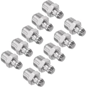 201 Stainless Steel Straight Grease Fitting, | 1/8-28 Inch | Hydraulic Grease Nipple - (Applications: for Replacing Missing or Broken Oil Fitting), 10-Pieces