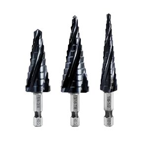 Cobalt Step Drill Bit - 3/16"-7/8" Four Spiral Flute Cobalt Step Drill Bit M35 with Impact Ready Unibit for Stainless Steel Metal Aluminium Copper Wood Plastic