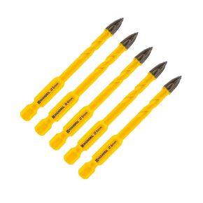 Core Drill Bit Set - 5pcs/pack 1/4 Inch (6mm) Carbide Hole Saw Drill Kit with Round Shank for Wood Porcelain Tile Concrete Ceramic Plastic Marble, Locating to Drilling holes