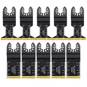 10PCS Titanium Oscillating Saw Blades, Universal Oscillating Multitool Blades Metal Cutting Quick Release for Hard Material Metal Nails Wood Plastic fit Dewalt Rockwell Milwaukee Makita Bosch