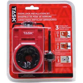 Task T22089 Metal/Wood Door Lock Installation Kit with Bimetal Hole Saw Blades and Plastic Template