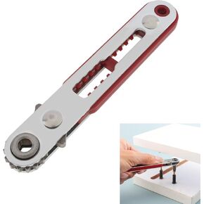 1/4 Inch Mini Flat Head Ratchet Wrench, Dual-Drive Head, Chrome Vanadium Steel, One Hand Operation, Storage Function