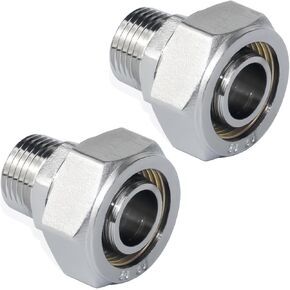 2PC 3/4’’ Straight Air Line Fittings, 3/4’’ Tubing x 1/2’’ Male NPT Threads Adapter Fittings, Brass-Nickel Plated, Seal Taped Needed, 1-PC For Garage Shop Compressed Air Piping System