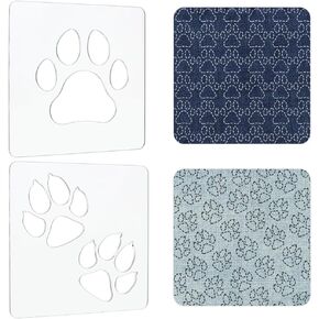 BENECREAT 2 Style Dog Paw Print Tray, 7.4x7.4inch Clear Acrylic Router Jig Template with Protective Film for Create Uniquely Shaped Trays, 3.5mm Thick