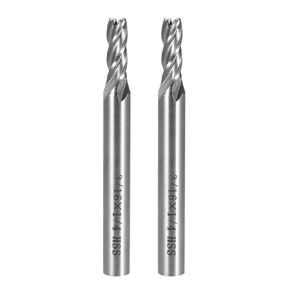 uxcell 2Pcs 5/32" Cutting HSSAL Spiral Drill Bit Straight End Mill Cutter 4 Flute with 1/4" Shank