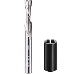 Spiral Router Bit 1/4'' Shank Double Flutes Spiral Carbide Milling Tool Down Cut CNC Router Wood End Mill Woodworking Cutting Tools Router Bit for Wood Cut Carving Engraving