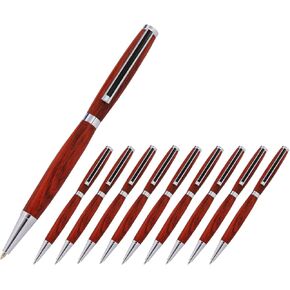 Slimline Pen Kit - Chrome with Black Striped Clip, 10 Pack