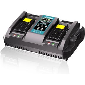 Dual Ports Replacement 14.4V-18V Charger for Makita Battery Charger DC18RC DC18RD DC18RD, Compatible with Makita Battery 18V-14.4V BL1815 BL1820 BL1830 BL1850 BL1860 BL1840 BL1430 BL1415
