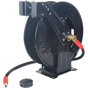Self-Winding Hi-Pressure Hose Reel, 4000 psi, Dual-Arm Retractable, Grey