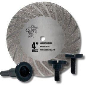 Bad Dog Diamond Drill Sharpener: 4" Diamond-Coated Wheel Drill Attachment with Arbor. Use to Sharpen Bad Dog Drill Bits & More.