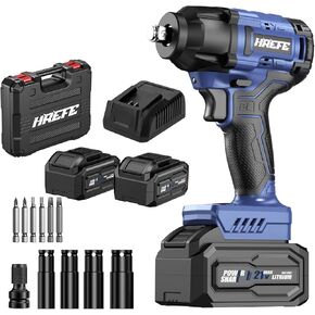 Cordless Impact Wrench 1/2 inch, 405Ft-lbs (550N.m) Power Impact Drill Set or Tools, 3200RPM High Torque Impact Driver, 2 x 4.0Ah Battery, 4 Sockets, Charger, Electric Impact Gun for Lug Nut