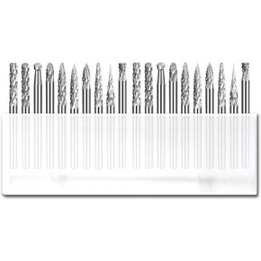 20 Pieces Aluminum Cutting Burr - 1/8" Shank Double Slot Tungsten Carbide Steel Cutting Burs Engraving Bits Carbide File for Dremel Rotary Tools