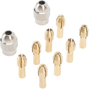10PCS Collet Set For Dremel Rotary Tool Bits, Brass Drill Chuck Collet Set Mini Drill Chuck Replacement Set