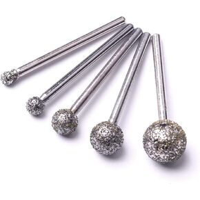 Atoplee Diamond Grinding Bit 36# Diamond Mounted Point Coated Course Burrs Set Fits Rotary Tools,Diamond Tools Set for Jewelry,Glass,Stone,Ceramic,Gemstones Lapidary (Large Coarse,5pcs)
