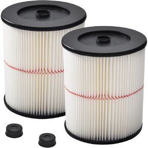 Replacement Filter(2 Pack)9-17816 Red Stripe Vacuum Cartridge Filter Replacement Compatible with Craftsman Wet/Dry 5/6/8/12/16/32 Gallon & Larger