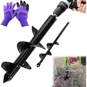 Auger Drill bit Set 3.5x12& 9x1.5 Inch Auger Drill Bit for Planting Garden Auger Spiral Drill Bit for 3/8"Hex Driver Drill Bulb & Bedding Garden Drill Planter with Gardening Gloves in Saudi Arabia