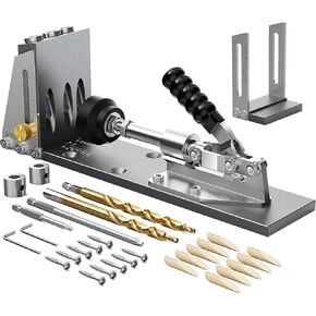 Kolvoii Pocket Hole Jig Kit, Pocket Screw Jig for Fast and Easy Way to Join Strong and Hidden Wood Joints