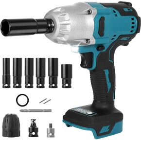 370 Ft-lbs Cordless Impact Wrench Kit for Makita 18V Battery, 1/2 Inch 600NM High Torque 2200RPM Brushless Impact Wrench with 6 Pcs Impact Sockets, Ideal for Automotive & Home Repair(Tool Only)
