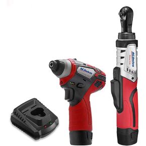 ACDelco ARW12102-K4 G12 Series 12V Cordless Li-ion 1/4" Brushless Ratchet Wrench & Impact Driver Combo Tool Kit with 2 Batteries