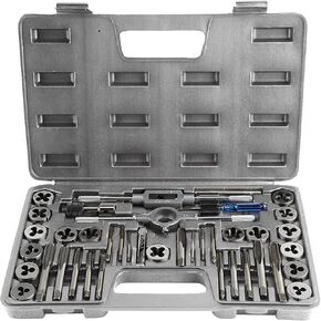 DEWIN 40PCS Tap and Die Set, M3-M12 Screw Nut Tap and Die Set, Threading Tool Set for Cutting External and Internal Threads with Adjustable Handles, Complete Accessories and Storage Case