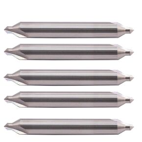 BestParts High Performance 5Pcs #3 60 Degree Solid Carbide Center Drills - Double End, 7/64" Pilot Diameter, 1/4" shank diameter, 2" overall length
