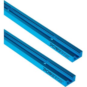 POWERTEC 71158V 48 بوصة مسار T عالمي مزدوج القطع مع فتحات تثبيت مثقوبة مسبقًا، عبوتان، مسار T لأدوات النجارة والتركيبات، طاولة ضغط الحفر، طاولة التوجيه، منضدة العمل