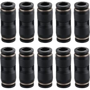 Baomain Pneumatic Union Fittings PU-8 8mm Push In Quick Touch to Connect Tube Black Pack of 10