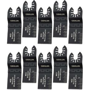 Oshlun MMC-0310 Standard HCS Oscillating Tool Blade with Quick-Fit Arbor for Standard and Quick Change Tools, 1-1/3-Inch, 10-Pack