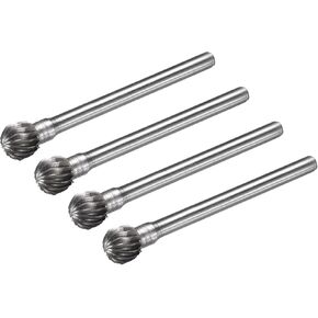 uxcell Tungsten Carbide Rotary Files 1/8" Shank, Single Cut Ball Shape Rotary Burrs Tool 6mm Dia, for Die Grinder Drill Bit Alloy Steel Hard Metal Carving Polishing Drilling, 4pcs