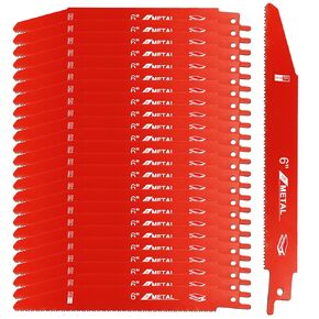 25 Pcs Diablo Reciprocating Saw Blades, 6 inch 14/18 TPI Bi-Metal Saw Blades for 1/16-5/16 Medium Metals, Replace for Milwaukee and Diablo Saw Blade