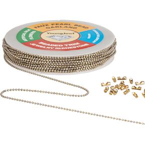 YoungJewl 42 Feet Ball Chain 1.2mm Small Brass Bead Chain Jewelry Making Chains with 20pcs Connectors for DIY Necklace Hanging Ornament Tags Bracelets Keychain Craft (14 Colors Mixed)