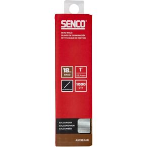 SENCO AX13EAAR 1" 18 Gauge Brad Nails, Galvanized Finish 1,000 Count Pack