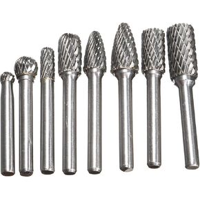 RongonTungsten Carbide Burr Set, 8Pcs Die Grinder Bits, 1/4-Inch Deburring Tool for Metal, Dremel Bits Carbide Burr Set for Woodcraft, Metal Carving, Polishing, Engraving, Drilling