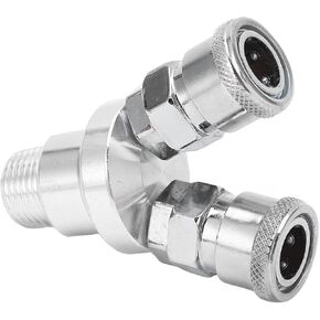 Air Hose Connector 2 Way Air Hose Splitter G1/2 Thread Air Compressor Accessories Fittings Aluminum Air Compressor Quick Connect Socket Air Coupler Quick Connect Air Hose Swivel Fittings