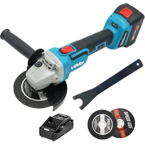 Vikky 5 inch cordless angle grinder, brushless 20V 4.2 lithium-ion cordless grinder, grinding wheel with a diameter of 125 mm, for cutting and grinding
