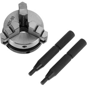 Fafeicy K01-50 50mm Scroll Manual Chuck, Mini Woodworking Hand Chuck with 3 Jaws & Mounting Thread K01-50, Chuck