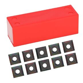 12mm Square Corners Carbide Inserts, 12mm Length x 12mm Width x 2.2mm Thick, 35 Degree Cutting Angle, 4-Blade Straight Hole, Suitable for Replacing Helical Planer Cutter Heads, Pack of 10
