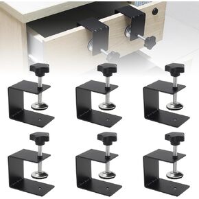Drawer Fixing Clip, Drawer Front Panel Installation Clamp Cabinet Hardware Jig C Clamps Drawer Drill Hole Guide C Clamp for Woodworking Tables Desk Mount, with Big Silicone Protective Pad (6)