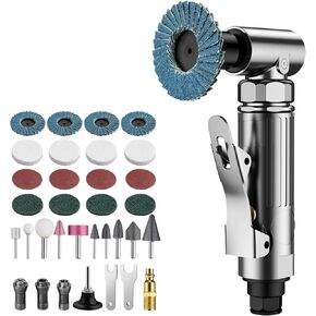 COLFULINE Angle Air Die Grinder 1/4" with 20 pcs 2" Roll Lock Sanding Discs, 90 Degree Heavy Duty 20,000 RPM Compressed Sander Polisher Tool for Contour Grinding, Polishing, Milling, Cutting